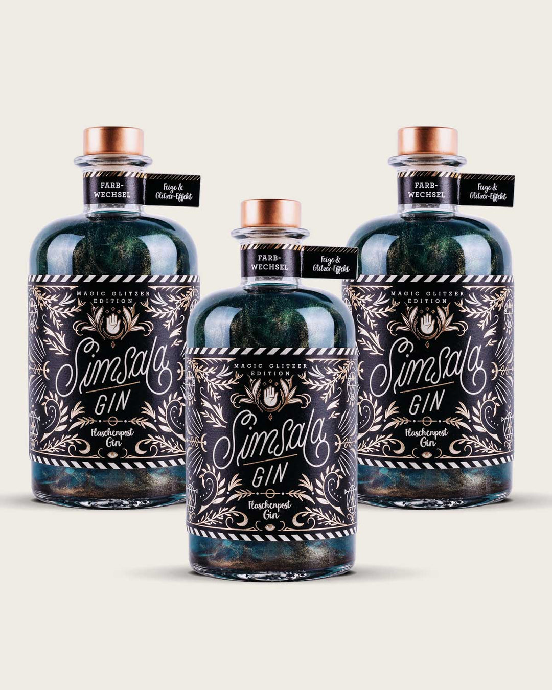 Simsala Gin® - Magic Glitzer Edition mit Farbwechsel von türkis zu rosa - Feige & Glitzer