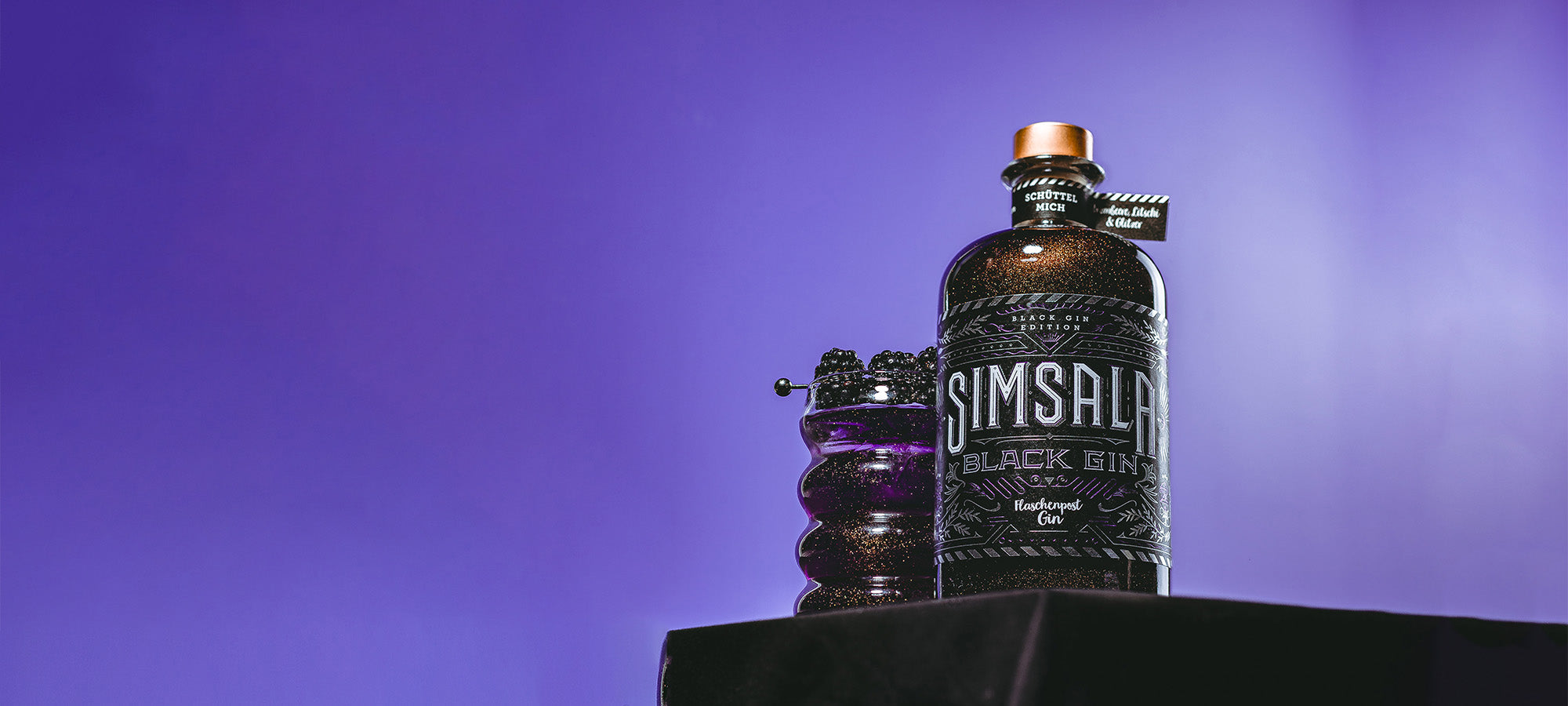 Simsala Black Gin mit Glitzer