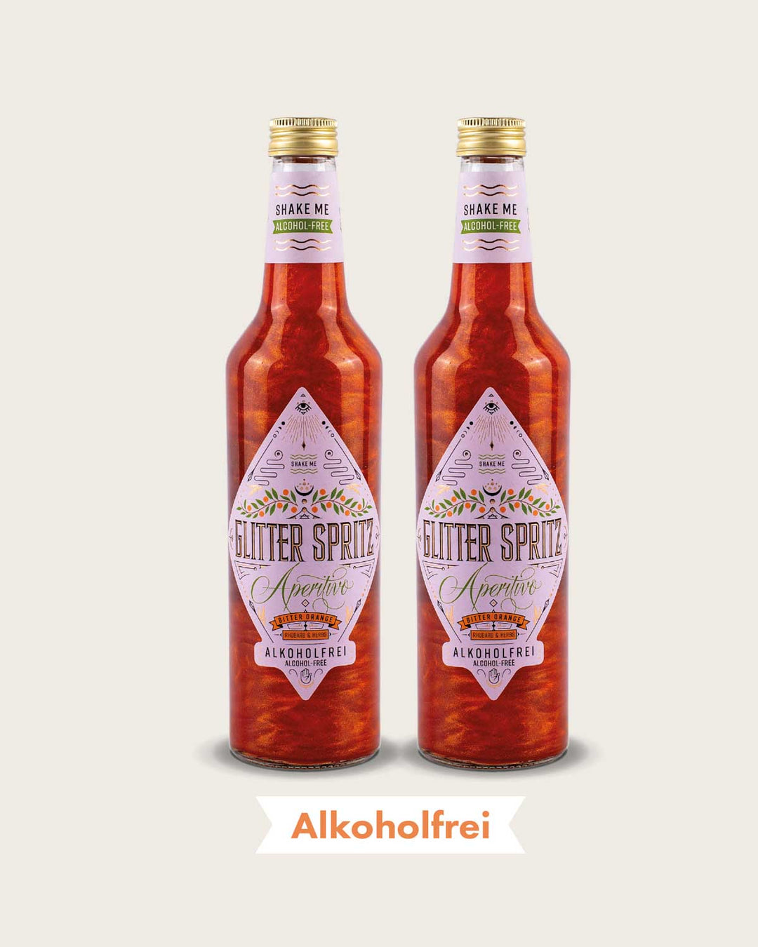 Glitter Spritz Alkoholfrei – DER alkoholfreie Glitzer Aperitif ist ein innovativer Aperitif, der mit seinem faszinierenden Glitzereffekt begeistert! Perfekt für alle Aperitif-Genießer, die auf Alkohol verzichten möchten. Mit einer Mischung aus Bitterorange, Rhabarber und Kräuter schmeckt dieser alkoholfreie Drink wie ein Schluck flüssiger Sonnenschein.