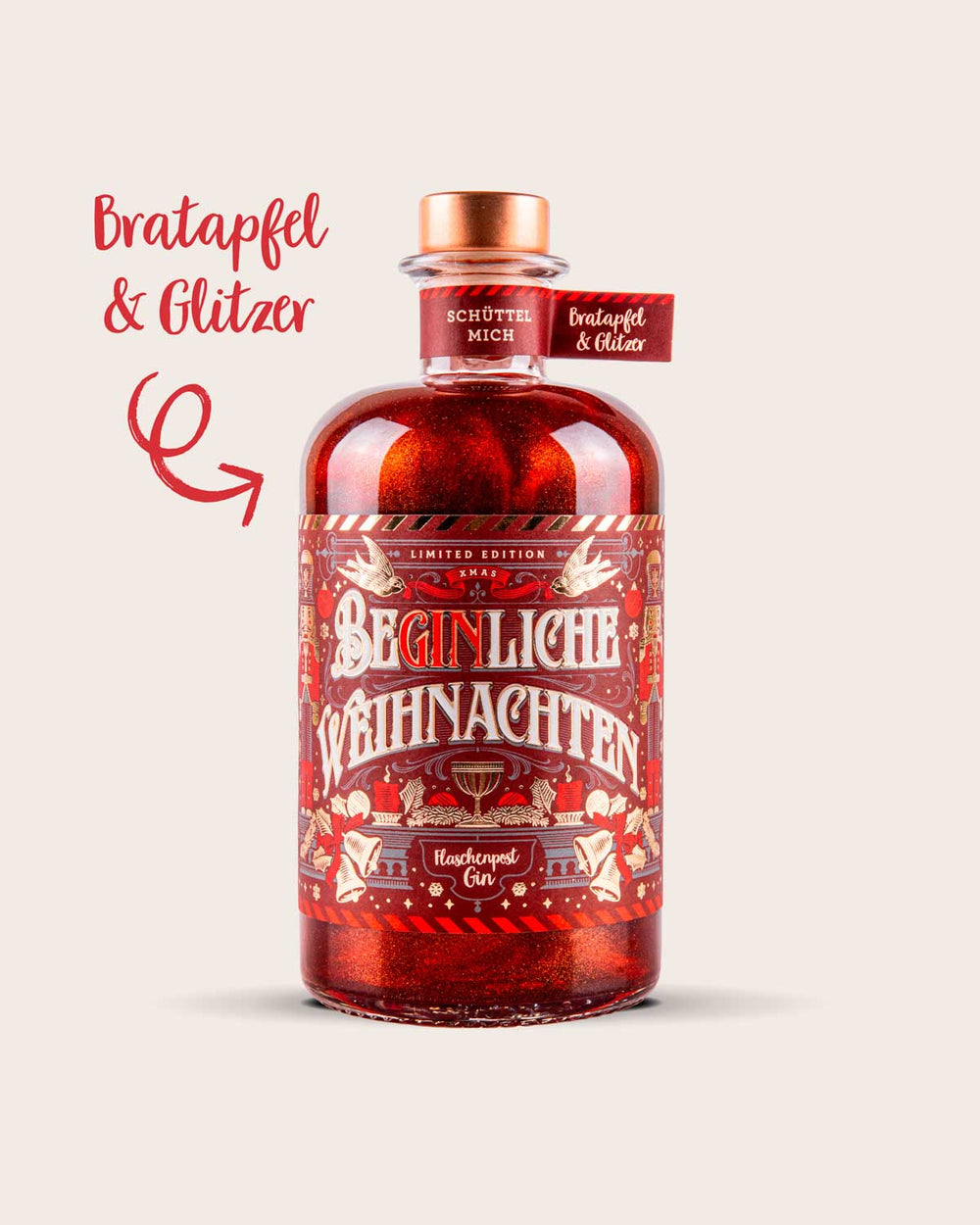 BeGinliche Weihnachten by Flaschenpost Gin - Limited Xmas Edition - Bratapfel Gin & Glitzer (2024)