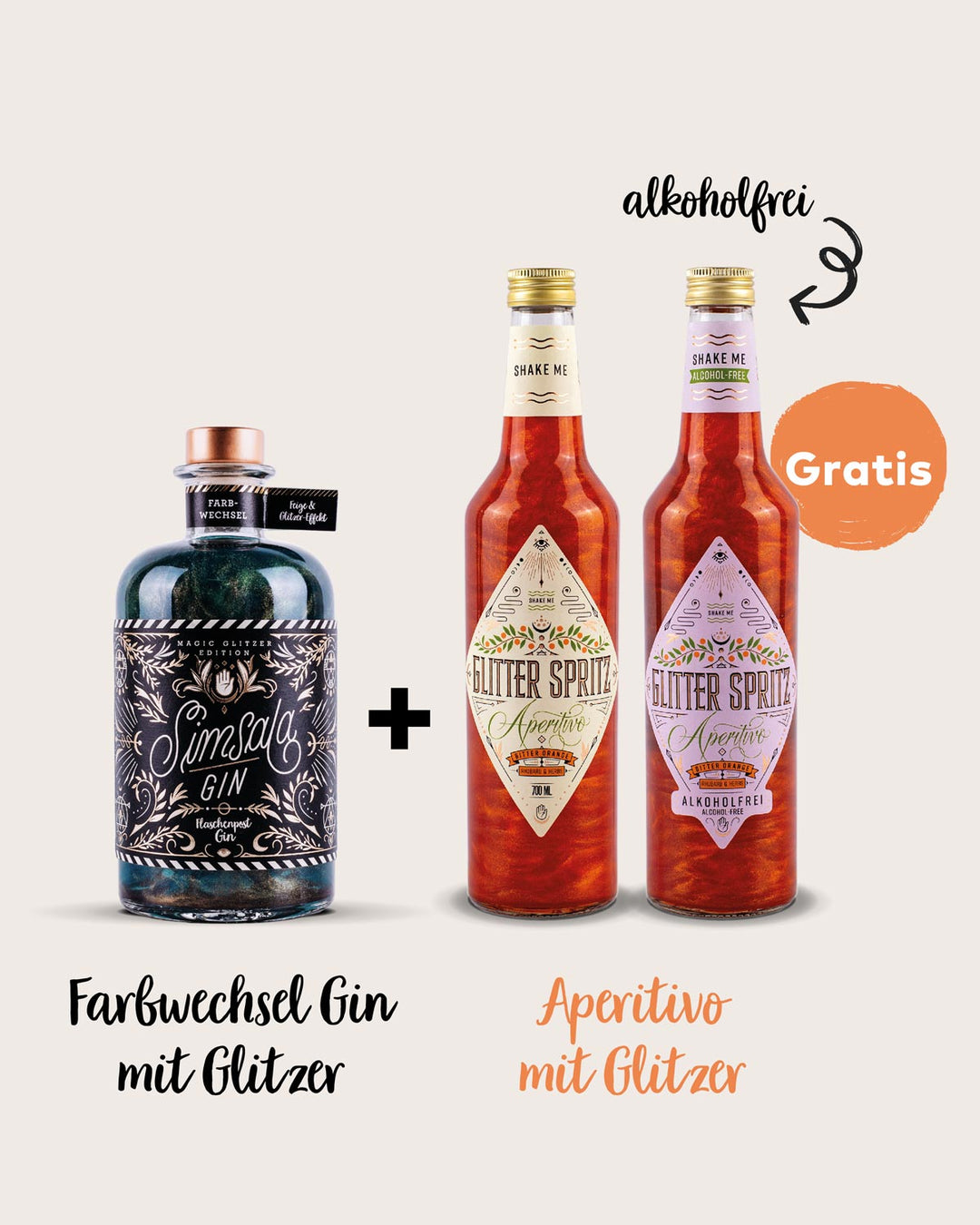1+2 Deal - Simsala Gin® mit Glitzer + 2x Gratis Glitter Spritz Aperitivo™