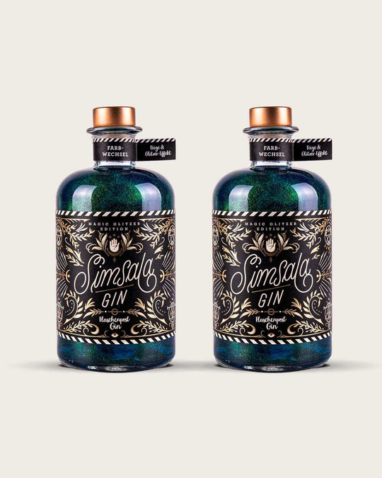 Simsala Gin® - Magic Glitzer Edition mit Farbwechsel von blau zu grün - Feige & Glitzer