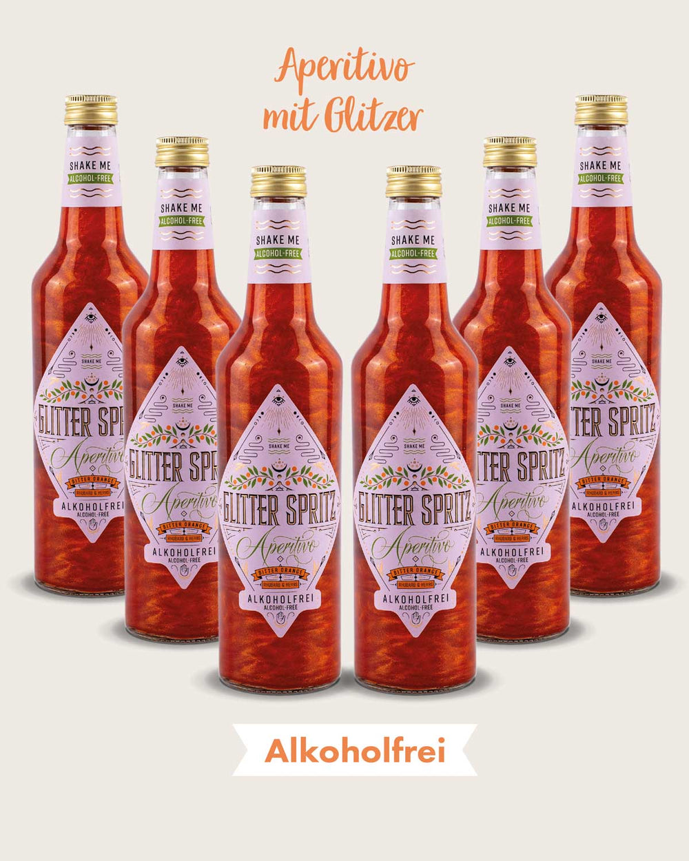 GLITTER SPRITZ Aperitivo™ - 6er Kiste - Glitzer Aperitivo Alkoholfrei | Apéro Alternative