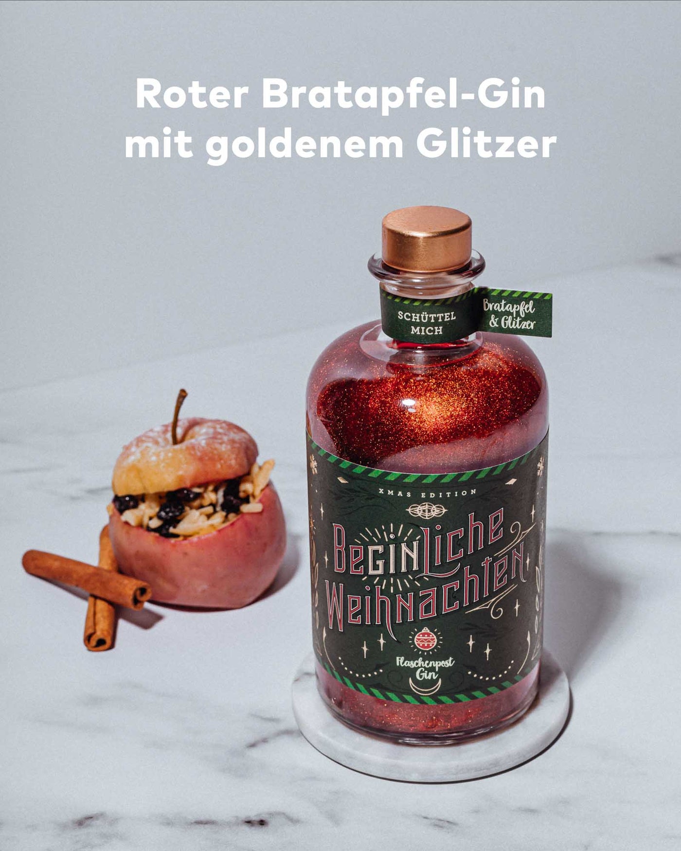 BeGinliche Weihnachten by Flaschenpost Gin - Limited Xmas Edition - Bratapfel Gin & Glitzer (2023) - Ausverkauft