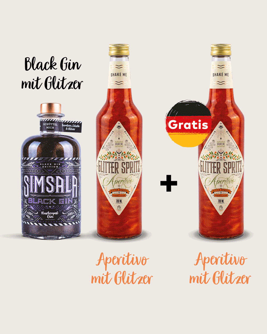 2+1 EM-Deal - Simsala Black Gin mit Glitzer + Glitter Spritz®