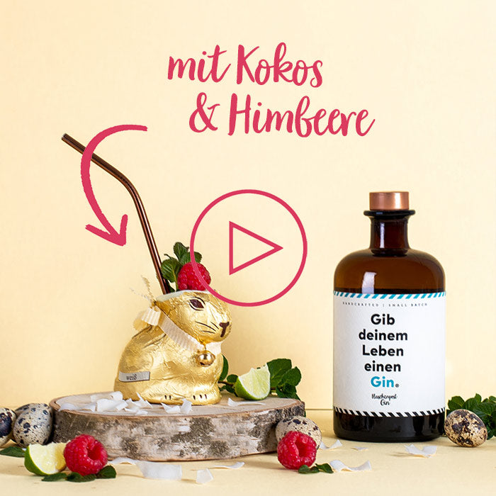 Bild mit Verlinkung zum Rezept Video: Beschwipstes Häschen auf dem Instagram Account von Flaschenpost Gin 