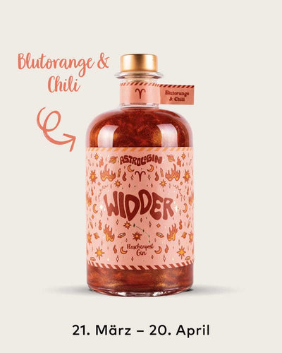 AstroloGin - Widder Edition gehört zum Element Feuer & umfasst Geburtstage zwischen dem 21.03. bis 20.04. Mit den Botanicals Blutorange & Chili ein ganz besonderes Geschmackserlebnis – damit ist garantiert jeder Drink ON FIRE!