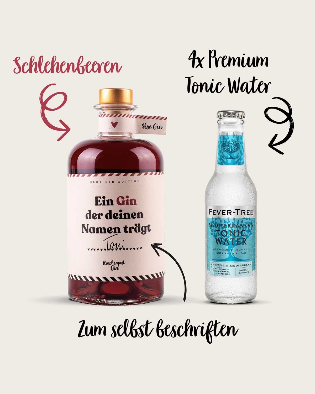 Gin & Tonic Set - Ein Gin der deinen Namen trägt by Flaschenpost Gin - Sloe Gin Edition