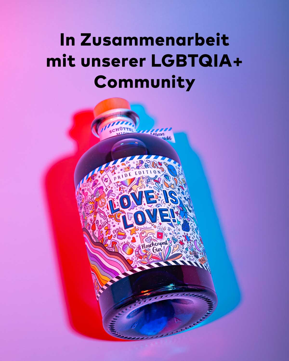 Starter Set - Love is Love by Flaschenpost Gin - Pride Edition mit Glitzer