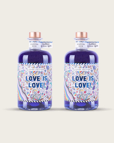 Love is Love by Flaschenpost Gin - Pride Edition mit Glitzer - Blauer Glitzer Gin mit Heidelbeere