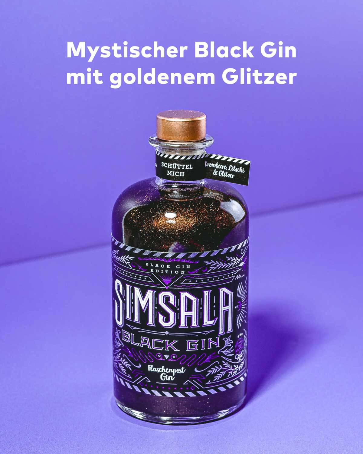 5+1 Deal - Simsala Black Gin mit Glitzer (Brombeere & Litschi)