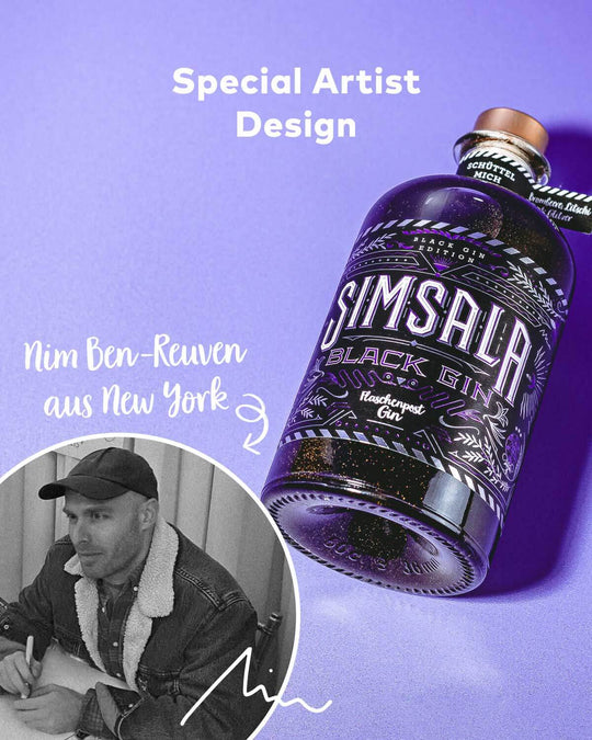 Simsala Black Gin by Flaschenpost Gin - Black Glitzer Edition mit Brombeere & Litschi