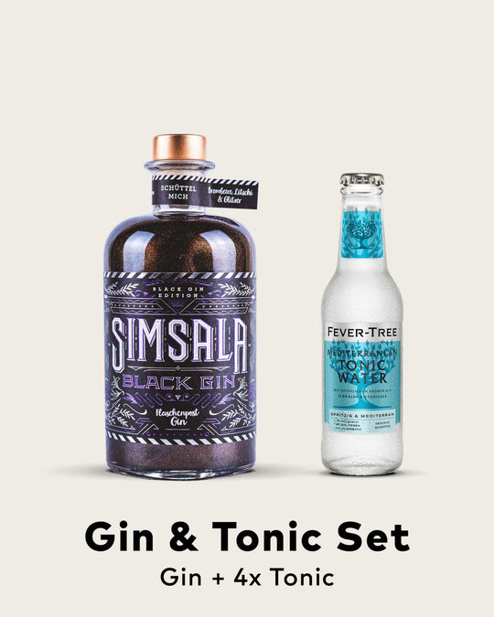 Black Gin & Tonic Set - Simsala Black Gin mit Glitzer (Brombeere & Litschi)