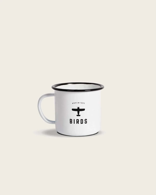 BIRDS Vintage Emaille Tasse
