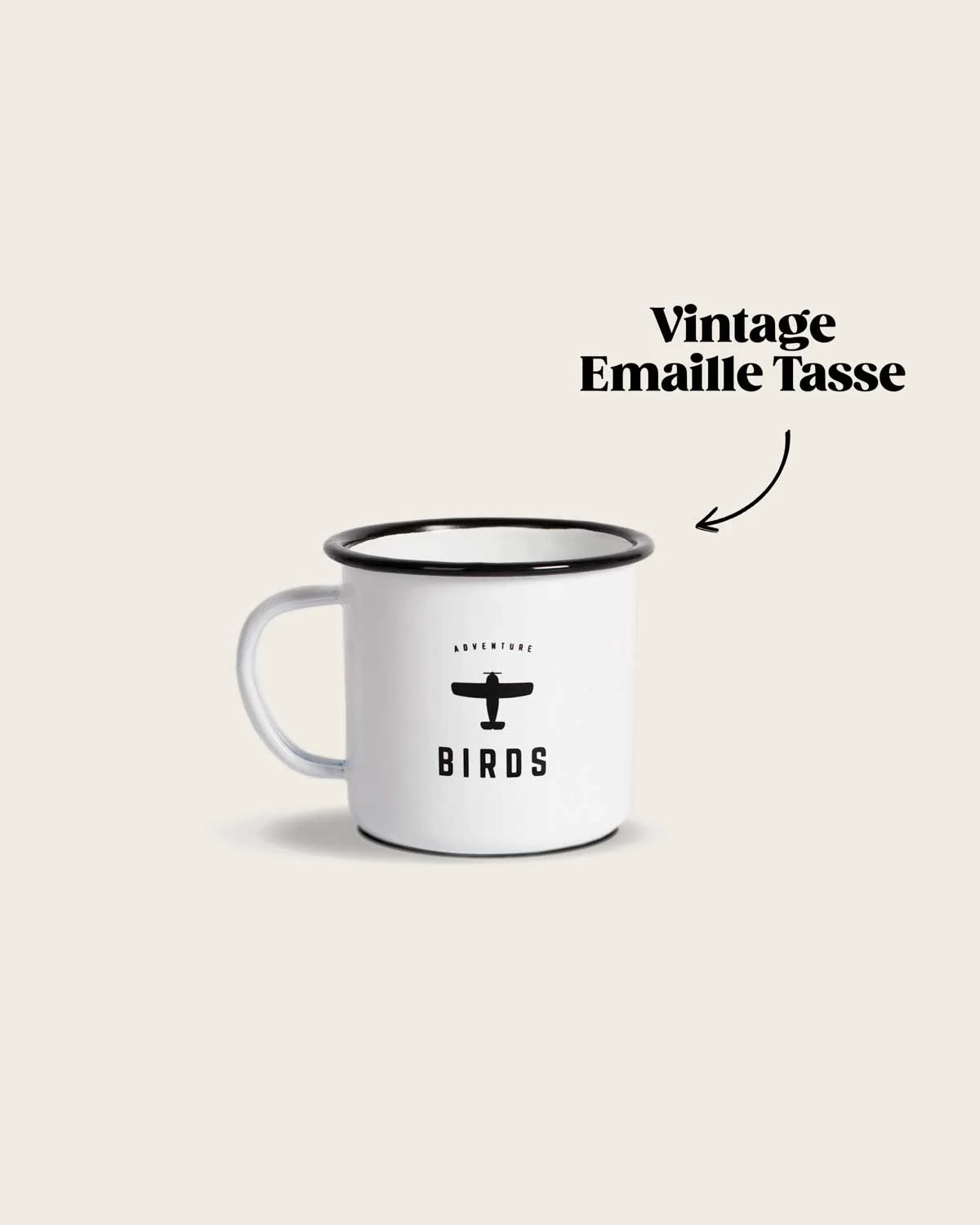BIRDS Vintage Emaille Tasse