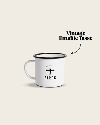 BIRDS Vintage Emaille Tasse