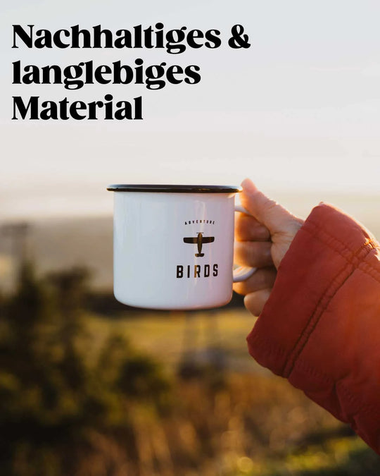 BIRDS Vintage Emaille Tasse