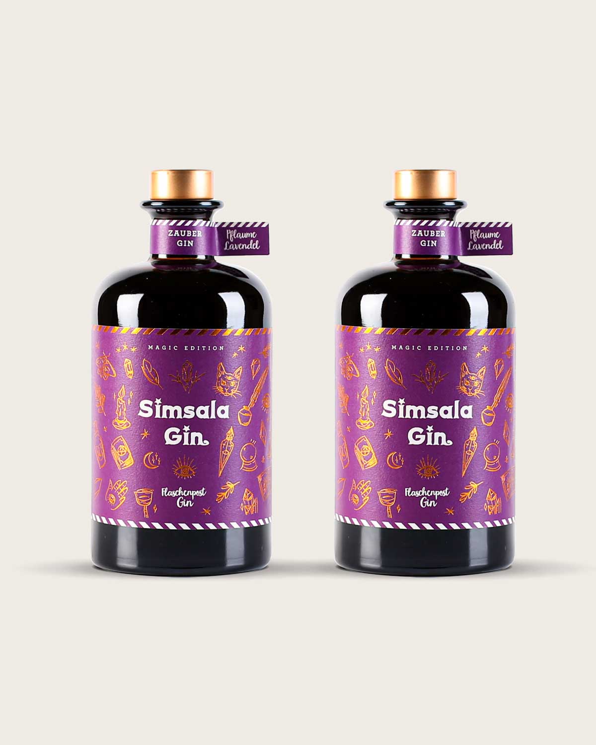 Unser magischer Farbwechsel Simsala Gin im Doppelpack. Die Magic Edition wechselt mit der Hinzugabe von Tonic die Farbe von blau zu lila. 