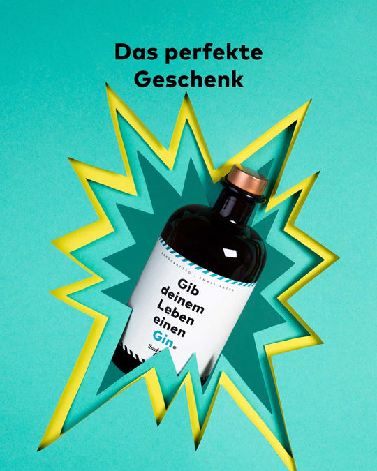 Der Gin mit dem humorvollem Spruch "Gib deinem Leben einen Gin" von Flaschenpost Gin perfekt als Geschenk.