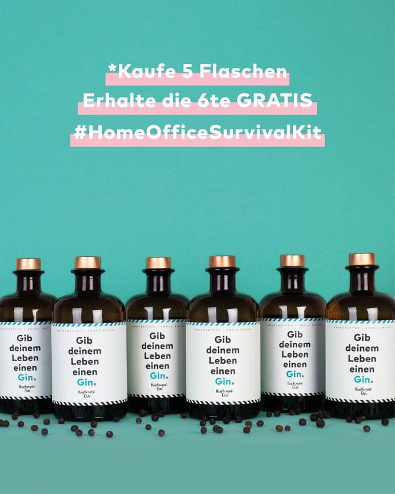 Flaschenpost Gin als Home Office Survival Set 