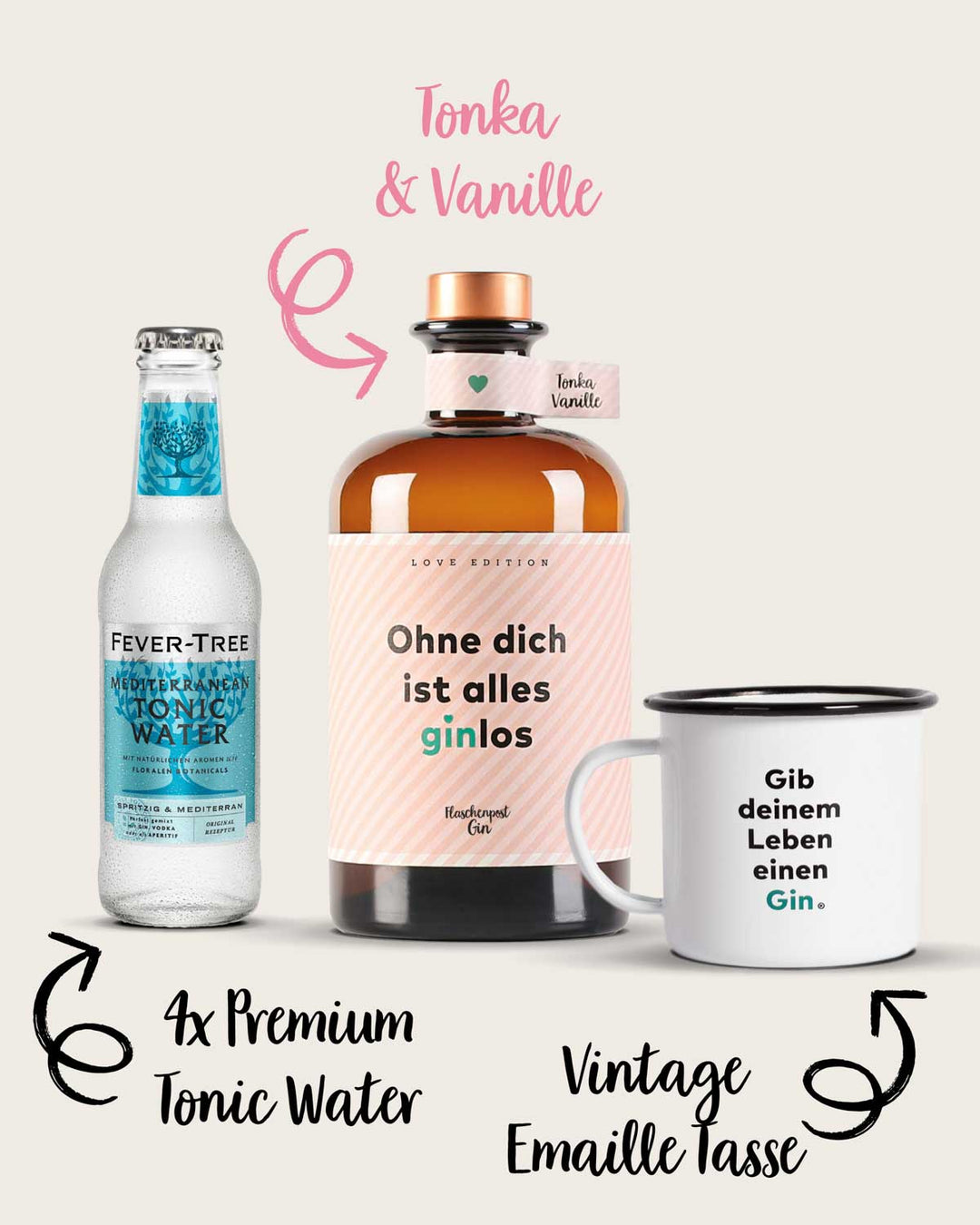 Starter Set mit Tasse - Ohne dich ist alles ginlos® (Tonka & Vanille)