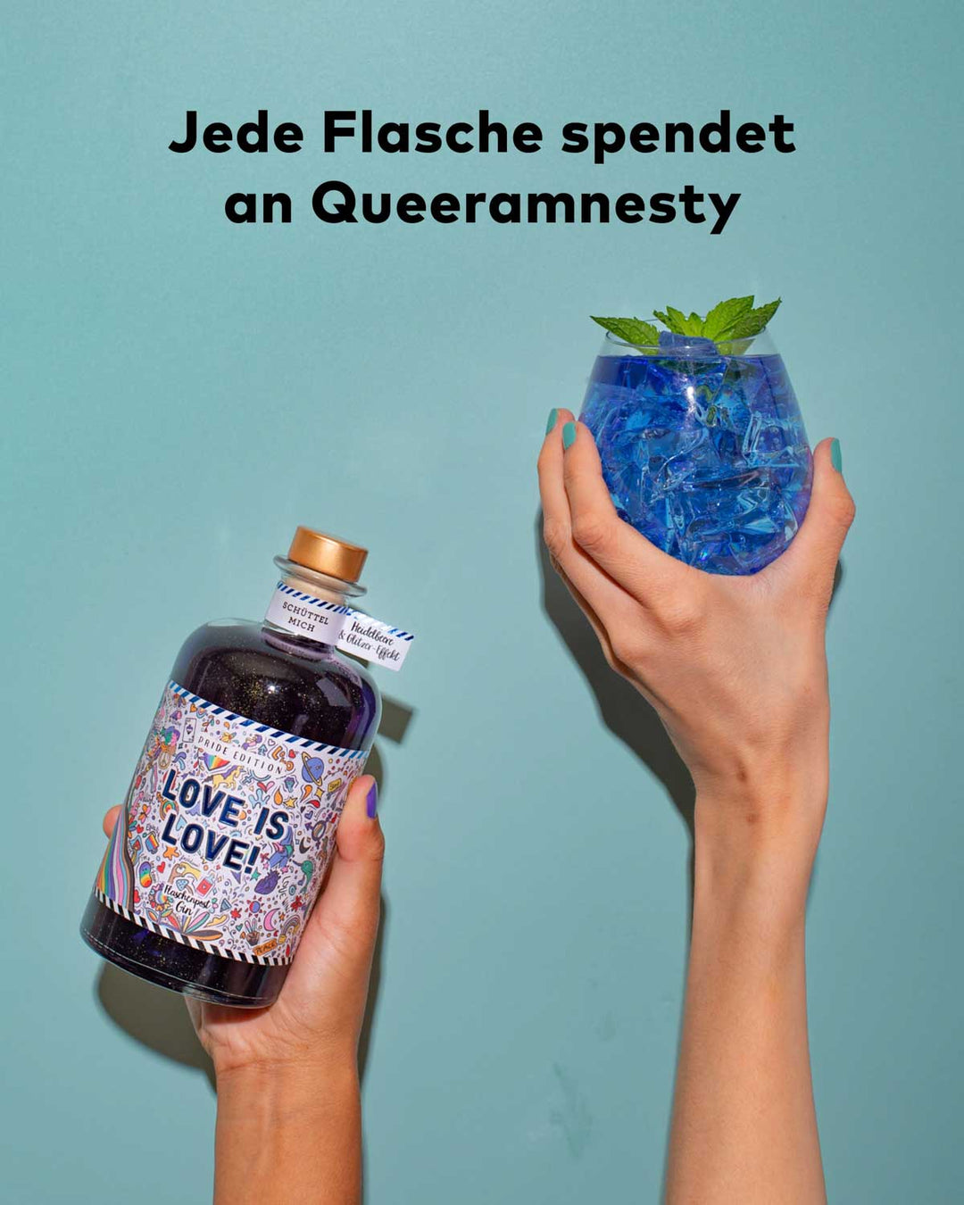 Jede Flasche unserer Pride Edition spendet an Queeramnesty. Somit unterstützen wir die LGBTQIA+ Community. 