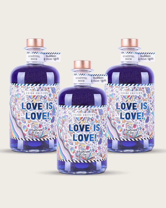 Love is Love by Flaschenpost Gin - Pride Edition mit Glitzer - Blauer Glitzer Gin mit Heidelbeere